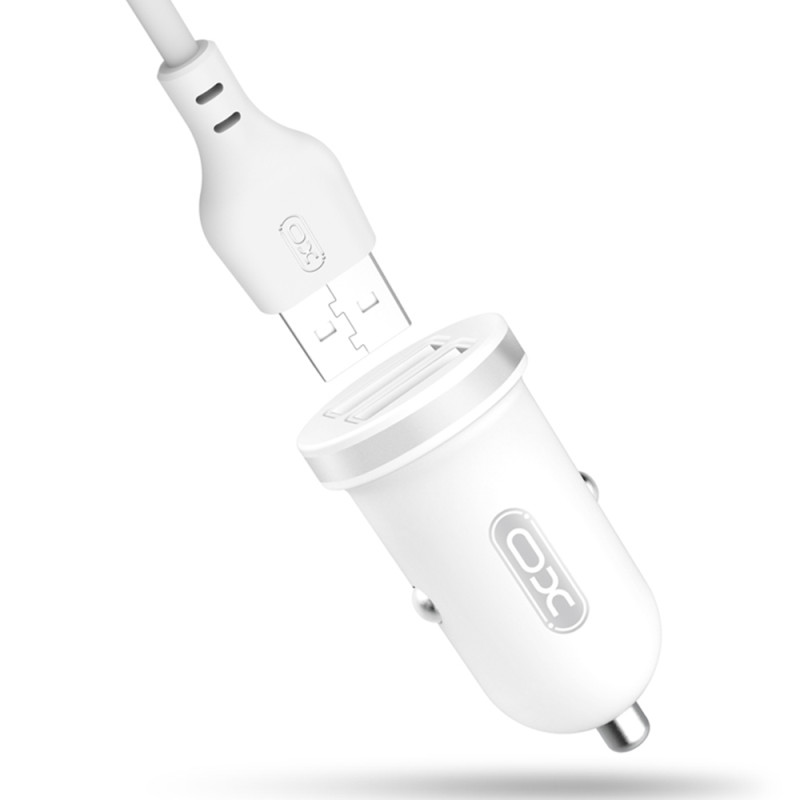 chargeur voiture XO TZ08 2x USB 2,1A blanc + câble microUSB - photo 1