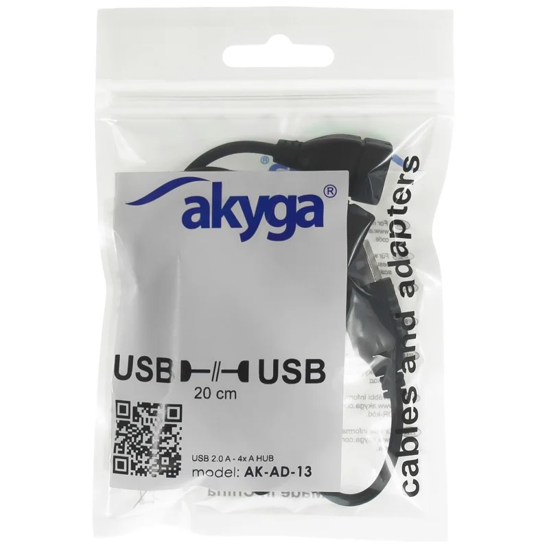 Akyga Hub USB AK-AD-13 2.0 4 ports noir 15cm - photo 2
