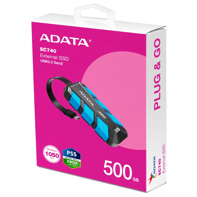 Disque Dur Externe ADATA SC740 500 Go SSD USB 3.2 - Noir & bleu - ADATA - photo 5