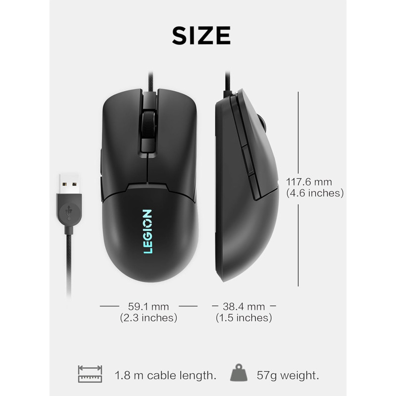 SOURIS Lenovo Legion M300s RGB Gaming Mouse (Black) - Lenovo - photo 3