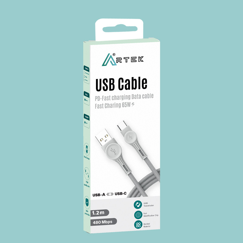 Câble USB to C ARTEK Data Câble 65W Tissue Renforcée - photo 2