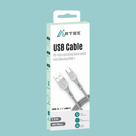 Câble USB to C ARTEK Data Câble 65W Tissue Renforcée - photo 5