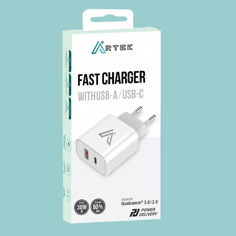 Chargeur Artek 30W PD+QualCom Quick Charger  + USB C + USB A - photo 2