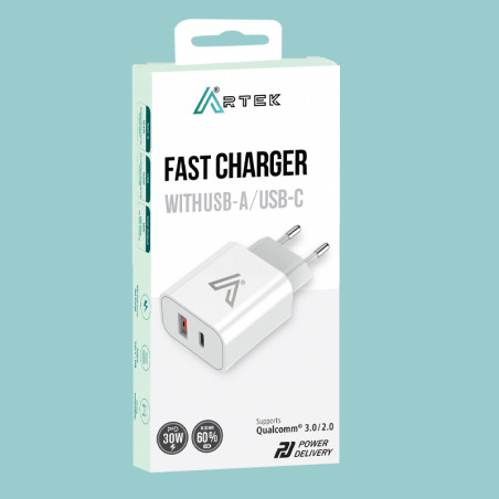 Chargeur Artek 30W PD+QualCom Quick Charger  + USB C + USB A - photo 5