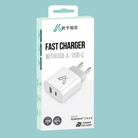 Chargeur Artek 30W PD+QualCom Quick Charger  + USB C + USB A - photo 5