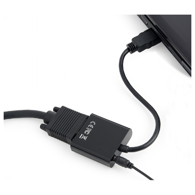 Adaptateur GEMBIRD HDMI vers VGA / audio port unique / Noir - photo 2