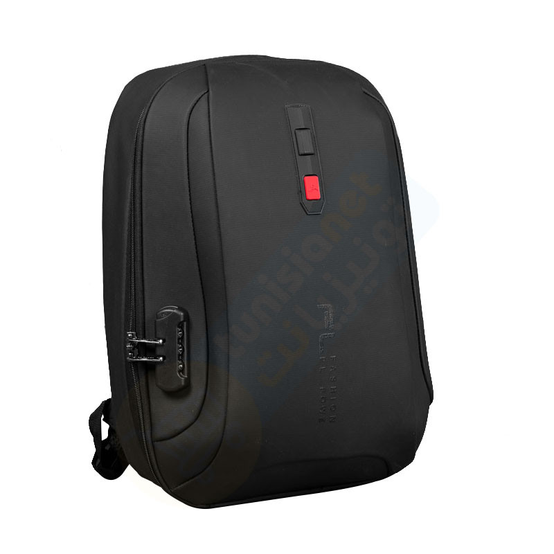 SAC A DOS POUR PC PORTABLE 15.6" AVEC CADENAS + ANTICHOC NOIR - photo 1