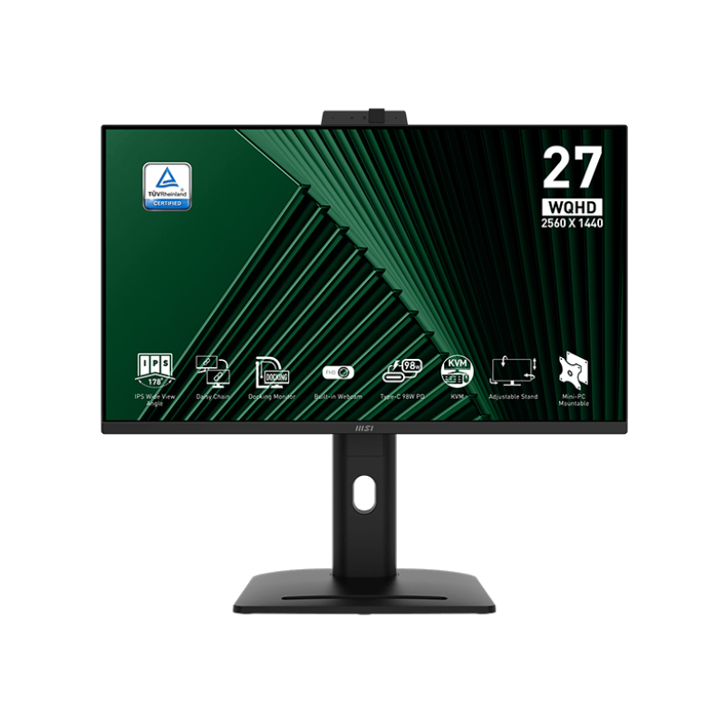 Écran MSI PRO MP275QPDG 27" WQHD IPS / 100 Hz / PIVOTANT / Avec haut-parleurs / Webcam intégrée / Noir - MSI - photo 1