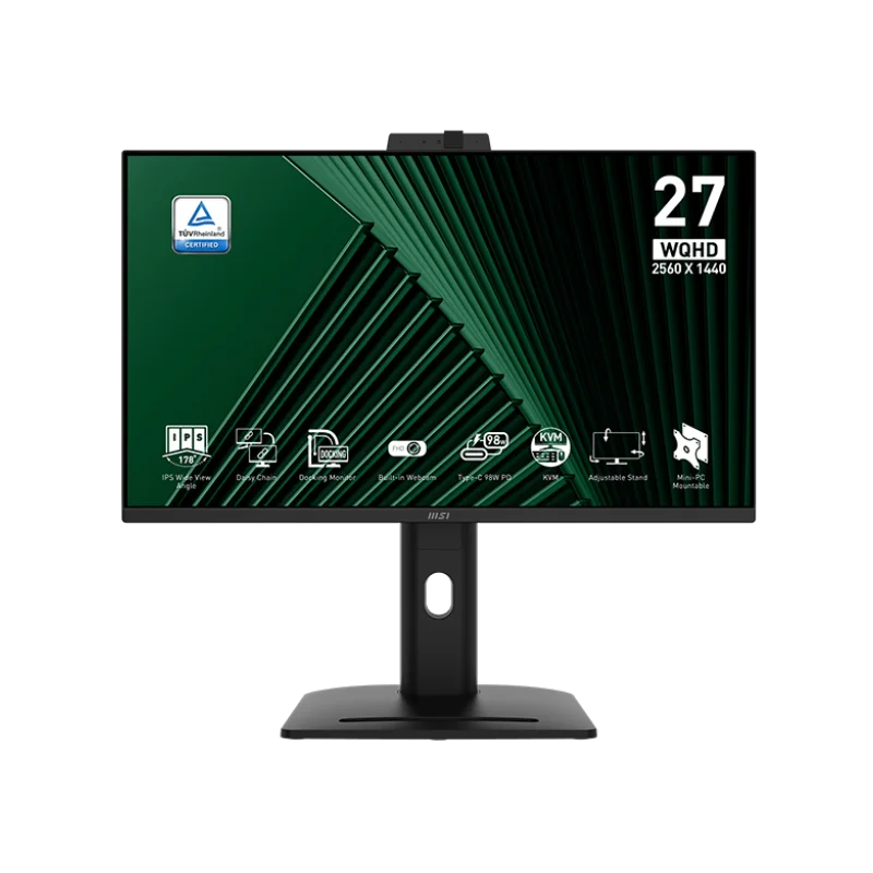 Écran MSI PRO MP275QPDG 27" WQHD IPS / 100 Hz / PIVOTANT / Avec haut-parleurs / Webcam intégrée / Noir - MSI - photo 1