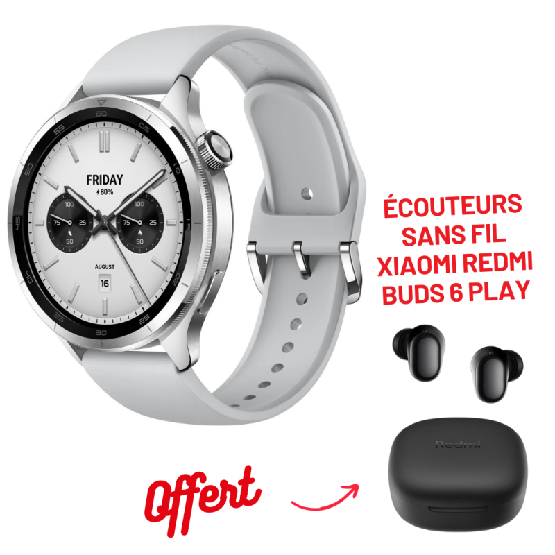 SMART WATCH XIAOMI WATCH S4 / SILVER + Écouteurs Sans Fil XIAOMI Redmi Buds 6 Play - Xiaomi - photo 1