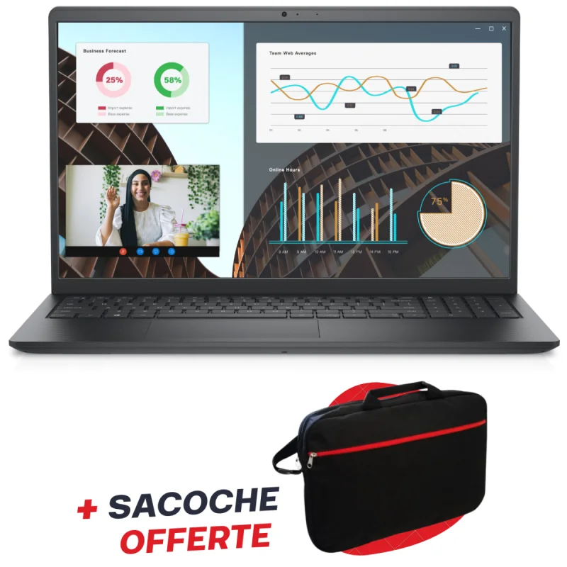 Pc Portable Dell Vostro 3530 / i3-1305U / 512 Go SSD / Windows 11 Pro / Noir Avec Sacoche Offerte