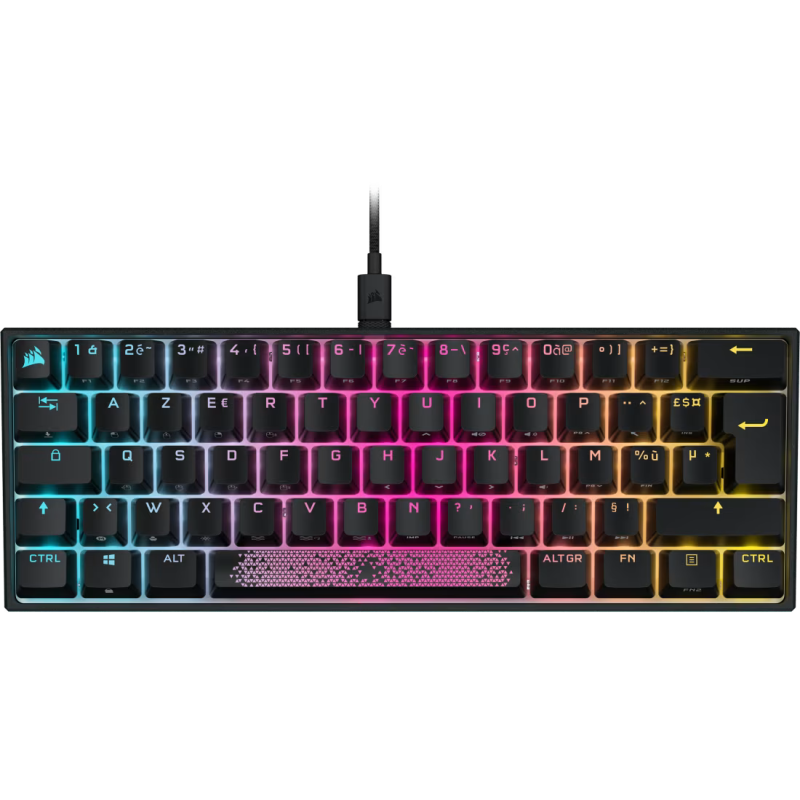 Clavier gaming mécanique AZERTY Corsair K65 RGB MINI 60% - CHERRY MX Red / Noir - Corsair - photo 1
