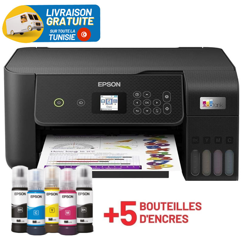Imprimante Multifonction à réservoir intégré 3en1 couleur A4 Epson ECOTANK L3260 / USB & WIFI — vue 2