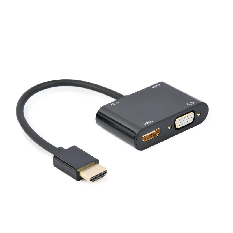 Câble adaptateur GEMBIRD HDMI mâle vers HDMI femelle + VGA femelle + audio / noir