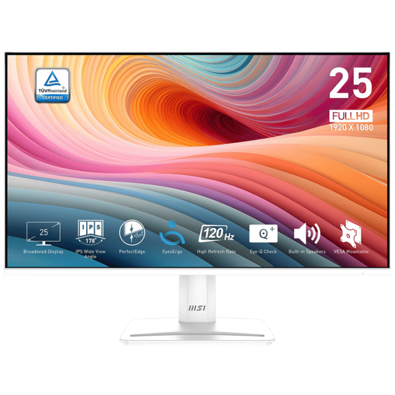 Écran MSI PRO MP251WE E2 24.5" Full HD IPS / 120 Hz / Avec Haut-parleurs / Blanc - MSI - photo 1