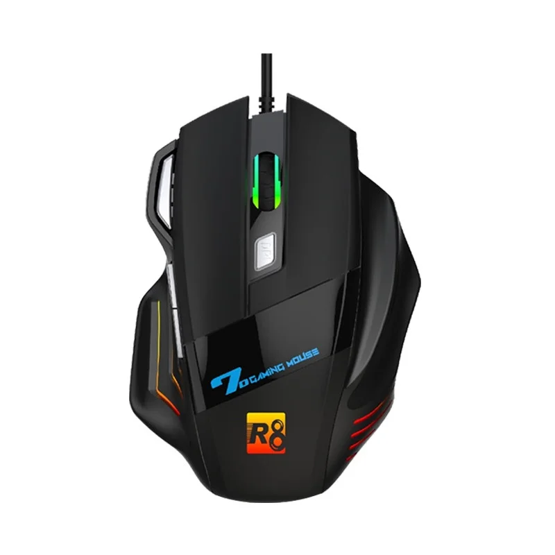 SOURIS 7D Gaming RGB LED Light R8 / jusqu'à 3 600 DPI / Noir