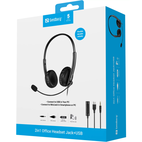 CASQUE FILAIRE SANDBERG PRO OFFICE JACK + USB - NOIR - photo 11