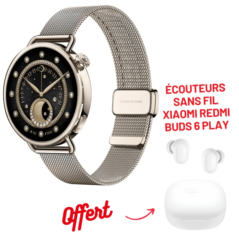 SMART WATCH XIAOMI S4 41 mm MILANESE STRAP SUNSET / GOLD + Écouteurs Sans Fil XIAOMI Redmi Buds 6 Play