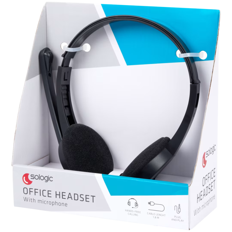Casque de bureau Sologic avec microphone / JACK 3.5MM / Noir - photo 3