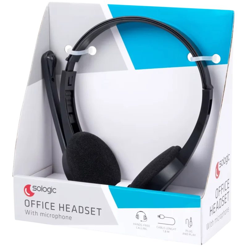 Casque de bureau Sologic avec microphone / JACK 3.5MM / Noir - photo 3