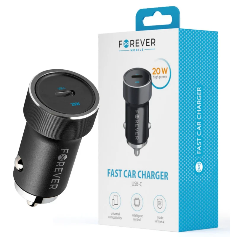 Chargeur de voiture Forever CC-06 PD QC 1x USB-C 20W / Noir - photo 4