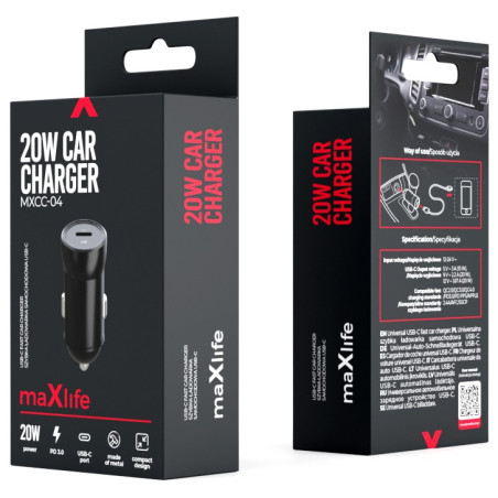 Chargeur de voiture Maxlife MXCC-04 PD QC 1x USB-C 20W / Noir - photo 11