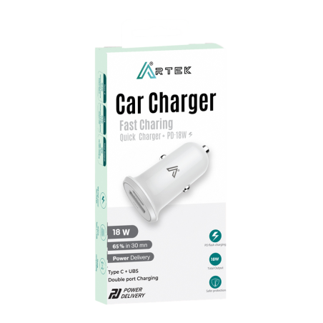 Chargeur Voiture ARTEK PD+QC Rapide 18W + 12.5W / Blanc - photo 5
