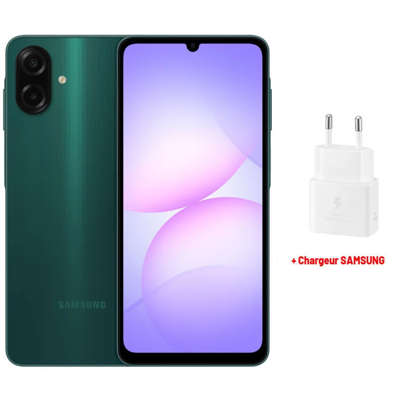 Samsung Galaxy A07 / 12 Go / 128 Go / Vert Avec Chargeur Secteur et Câble