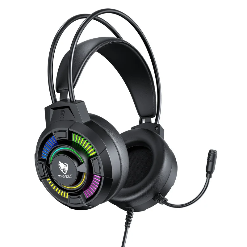 Micro Casque Gamer Filaire T-WOLF H140 / 7.1 USB / RGB / Noir - photo 2