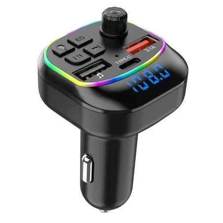 Transmetteur FM Bluetooth Pour Voiture avec Chargeur USB et Type-C M54 / Noir - photo 4