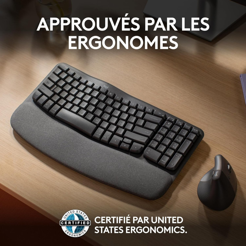 Clavier Sans Fil LOGITECH Ergonomique Wave Keys / Noir - Logitech - photo 3