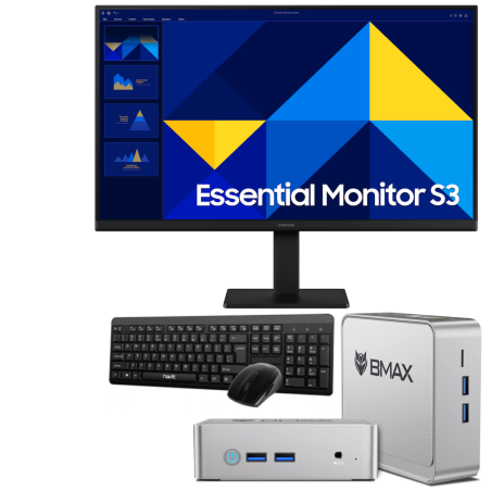 Mini Pc de bureau BMAX B3 / N5095 / 8 Go / 256 Go SSD / Windows 11 / Silver Avec Écran Samsung LS24D300G 24" LED Full HD IPS / 100 Hz - Samsung - photo 6