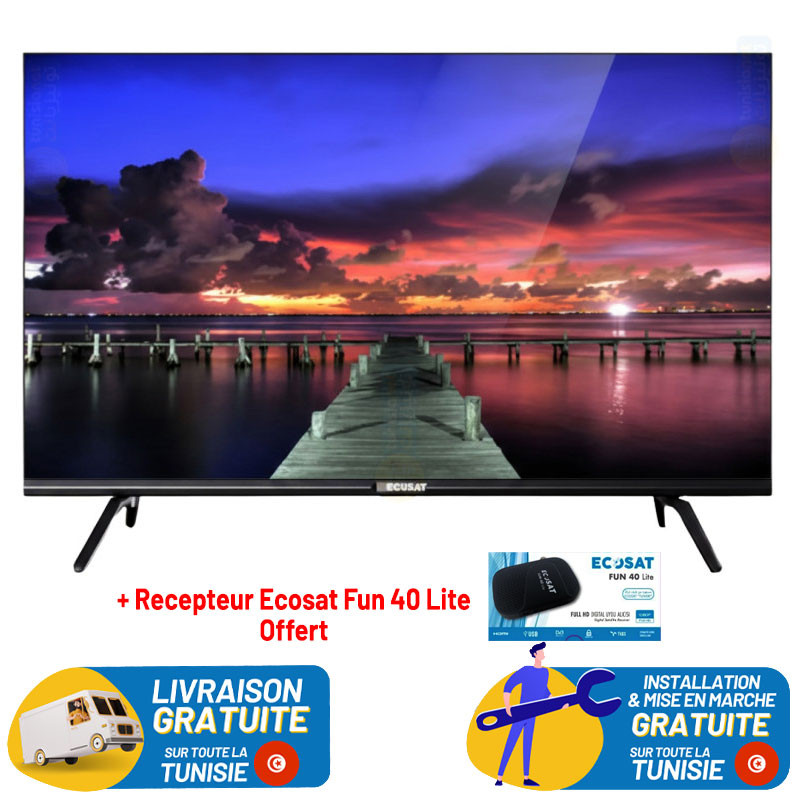 TV 43" ECOSAT T2 LED Full HD / Noir + Récepteur Gratuit - photo 1
