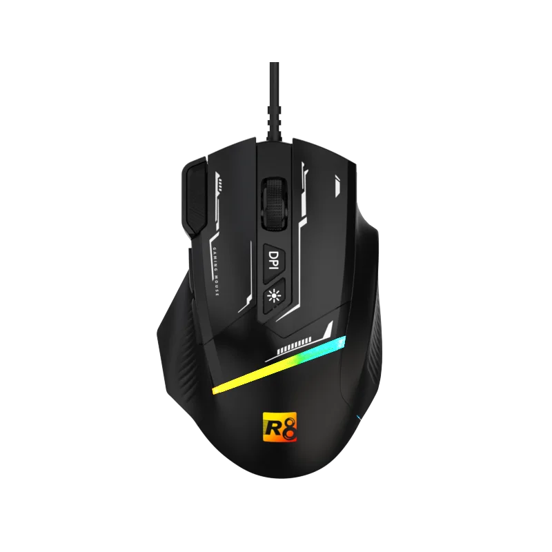 SOURIS OPTIQUE R8 8D / 7200 DPI / RGB / G208 / Noir