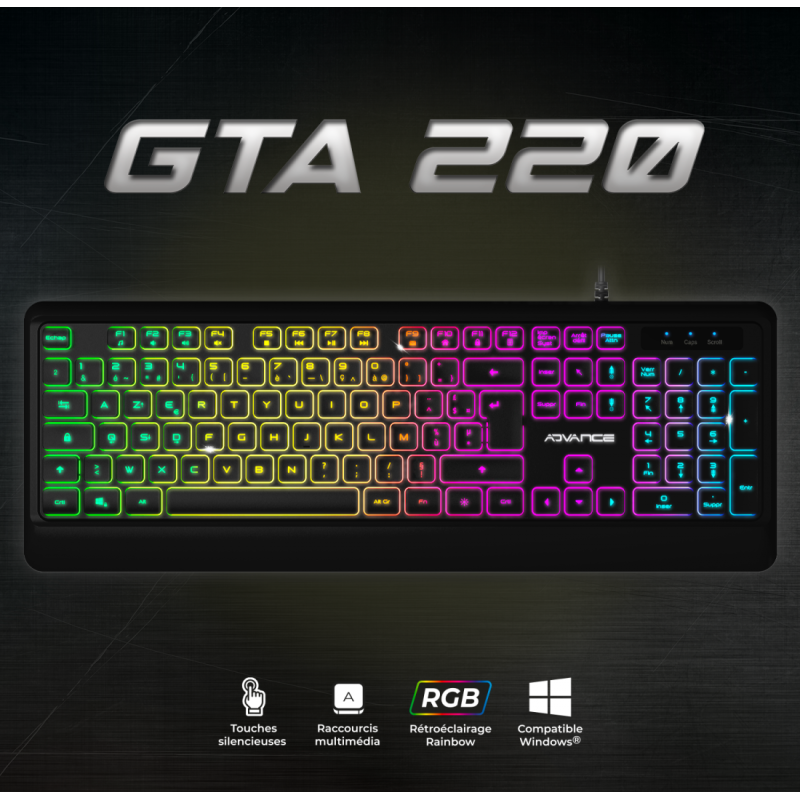 Clavier ADVANCE Gaming RGB Rainbow / Noir - photo 3