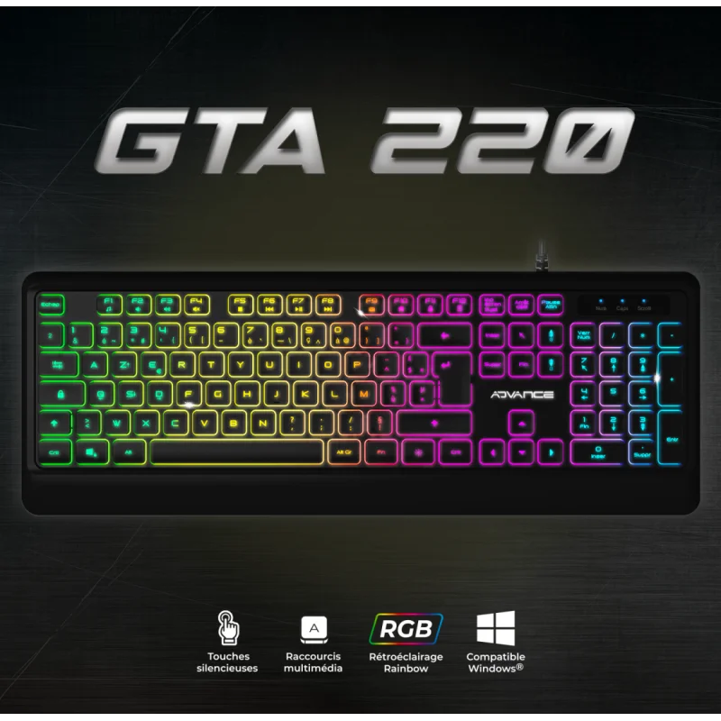 Clavier ADVANCE Gaming RGB Rainbow / Noir - photo 3