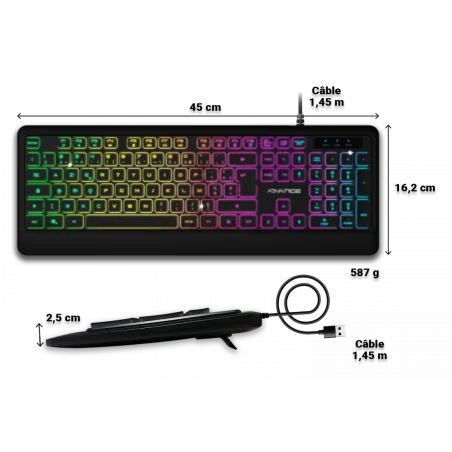 Clavier ADVANCE Gaming RGB Rainbow / Noir - photo 21