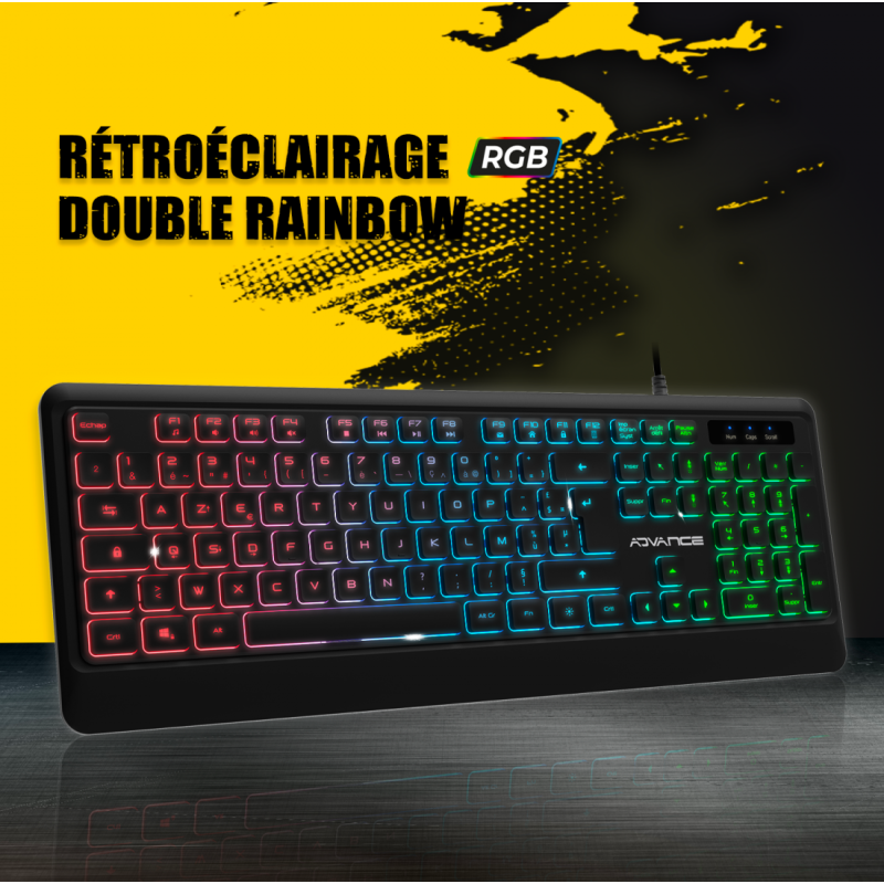 Clavier ADVANCE Gaming RGB Rainbow / Noir - photo 5