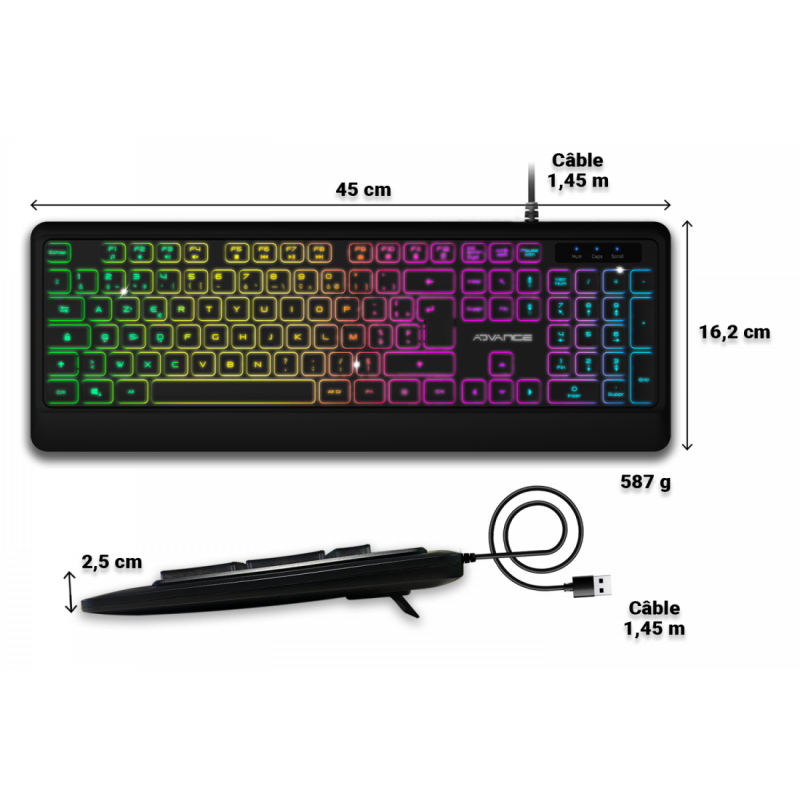 Clavier ADVANCE Gaming RGB Rainbow / Noir - photo 7