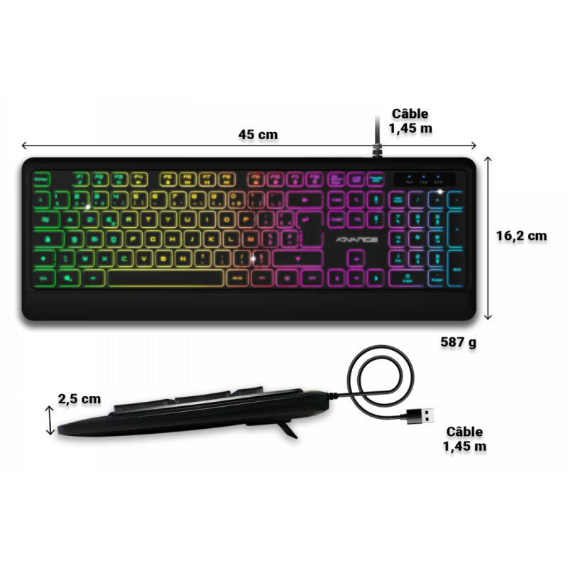 Clavier ADVANCE Gaming RGB Rainbow / Noir - photo 7