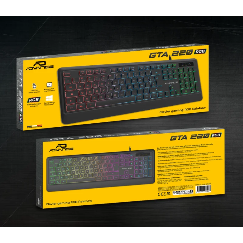 Clavier ADVANCE Gaming RGB Rainbow / Noir - photo 8