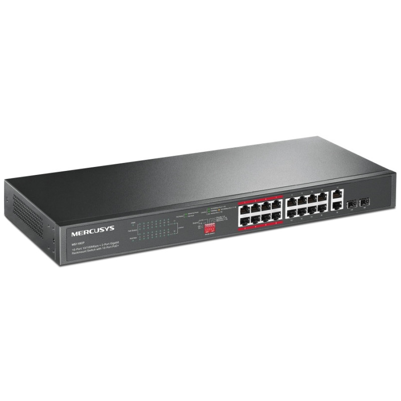 Switch Rackable Mercusys 16 Ports 10/100Mbps PoE+ avec 2 Ports Giga et 2 SFP 1Gb - photo 2