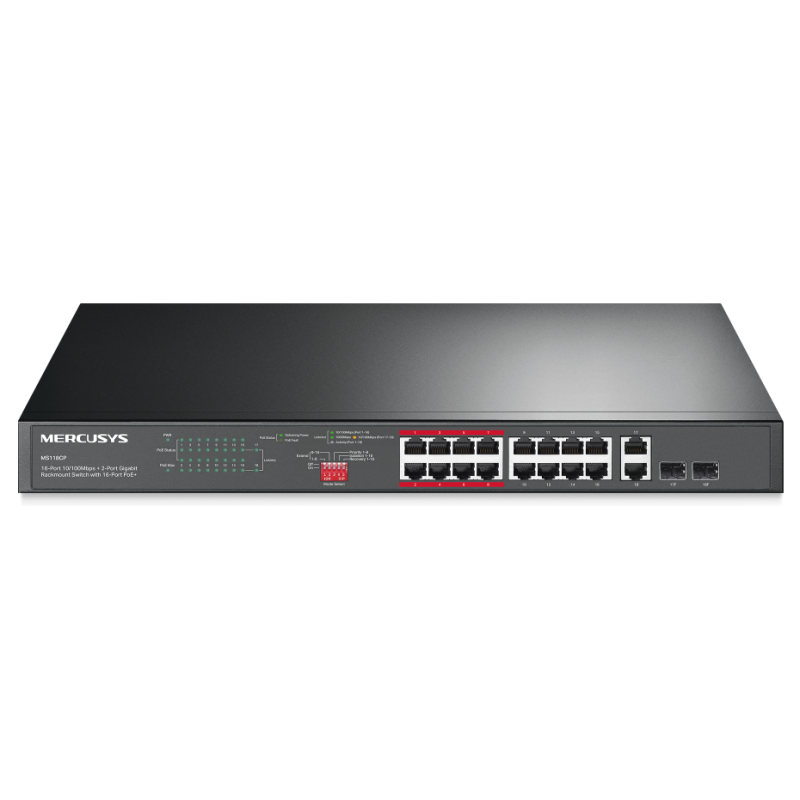 Switch Rackable Mercusys 16 Ports 10/100Mbps PoE+ avec 2 Ports Giga et 2 SFP 1Gb - photo 4