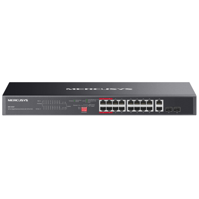 Switch Rackable Mercusys 16 Ports Giga PoE+ avec 2 Ports Giga et 2 SFP Slot 1Gb - photo 2