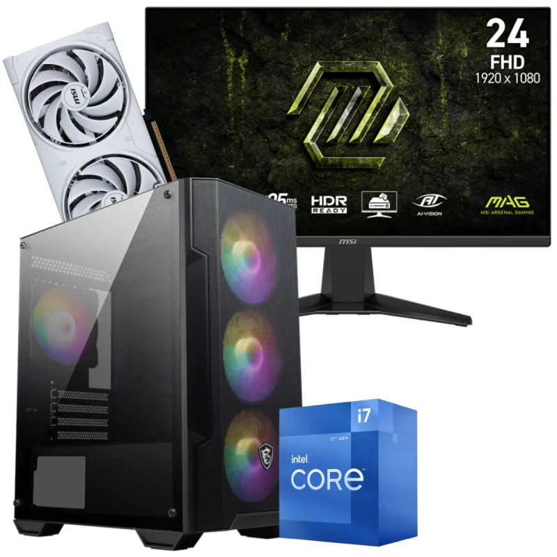 Setup Gamer Special Pc de Bureau Gaming / i7-12700F / RTX 5070 12G / 32 Go Avec Écran Gaming MSI MAG 245F X24 24" Full HD IPS / 240 Hz - MSI - photo 1
