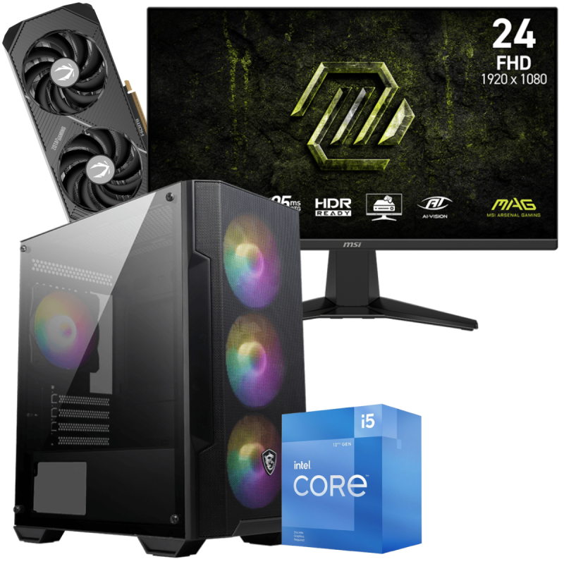 Setup Gamer Special Pc de Bureau Gaming / i5-12400F / RTX 5070 12G / 32 Go Avec Écran Gaming MSI MAG 245F X24 24" Full HD IPS / 240 Hz - MSI - photo 1