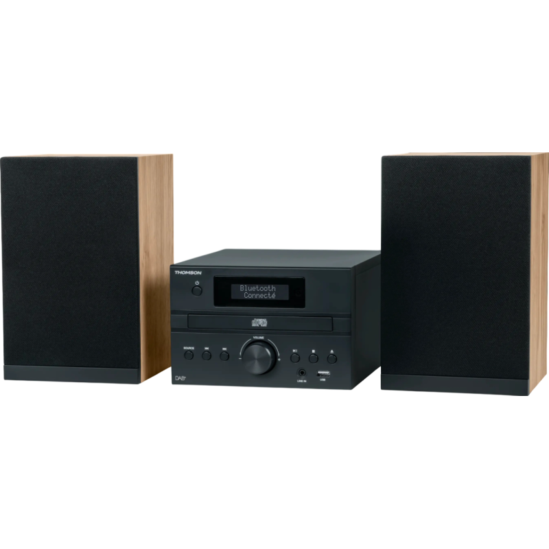 Micro-chaîne Bluetooth THOMSON Radio FM/CD/MP3/USB / Bois/Noir - photo 1