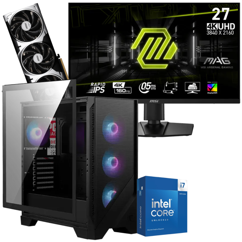 Setup Gamer Special Pc de Bureau Gaming / i7-14700KF / RTX 5070 12G / 32 Go Avec Écran Gaming MSI MAG 274UPF E2 27" 4K UHD IPS / 160 Hz - MSI - photo 1