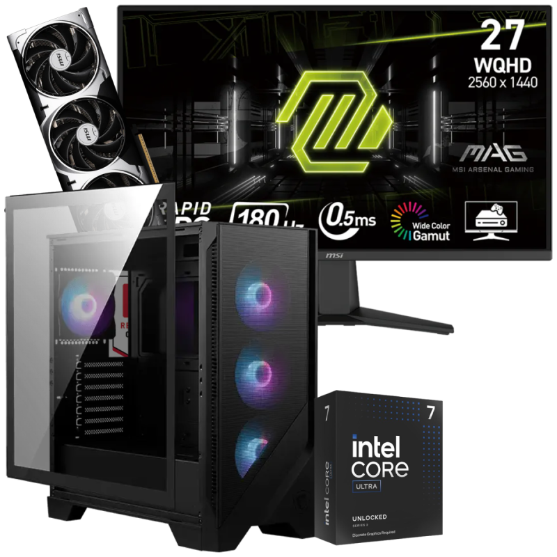 Setup Gamer Special Pc de Bureau Gaming / Ultra 7 265KF / RTX 5070 12G / 32 Go Avec Écran Gaming MSI MAG 275QF 27" WQHD IPS / 180 Hz - MSI - photo 1