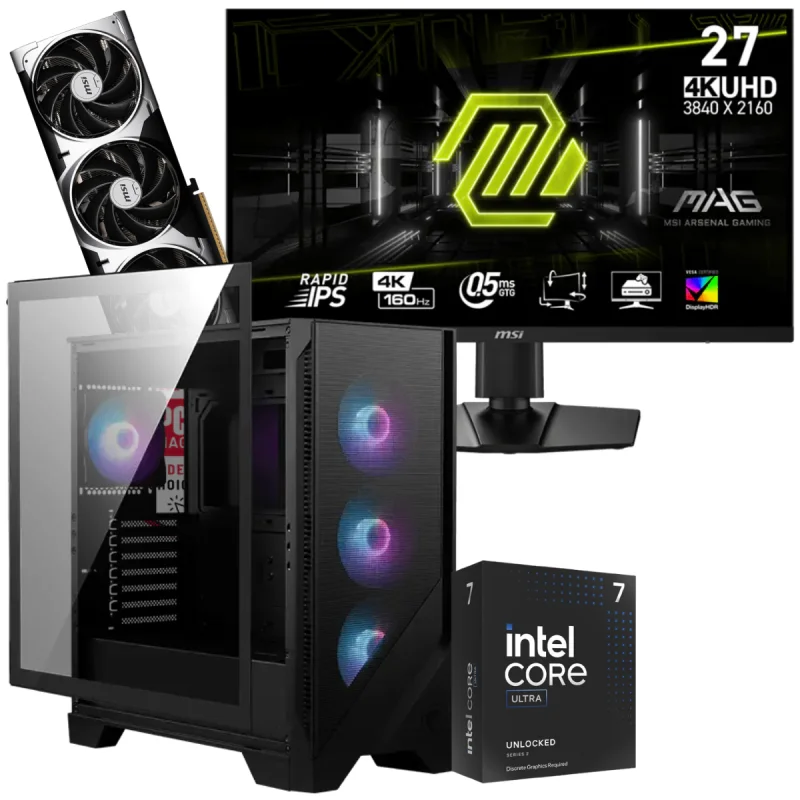 Setup Gamer Special Pc de Bureau Gaming / Ultra 7 265KF / RTX 5070 12G / 32 Go Avec Écran MSI MAG 274UPF E2 27" 4K UHD IPS / 160 Hz